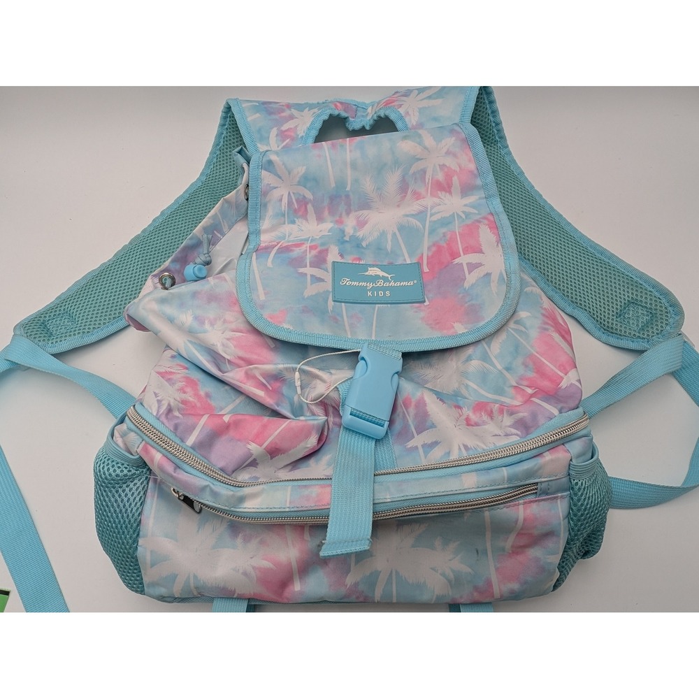 Tommy Bahama Kids Backpack Blue Pink Palm Tree Tropical Beach School Travel Bag